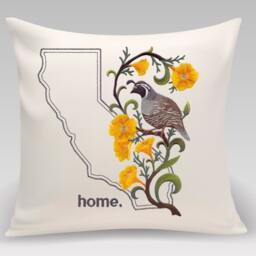 California Quail & Poppy Medley. Embroidered With Feather Insert - thumbnail 3