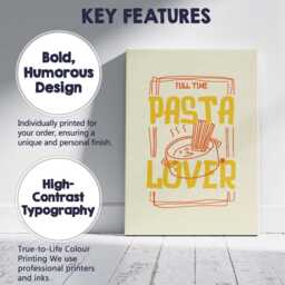 Full Time Pasta Lover Typography Kitchen Canvas Wall Art Print Decor Picture Ready To Hang - thumbnail 2
