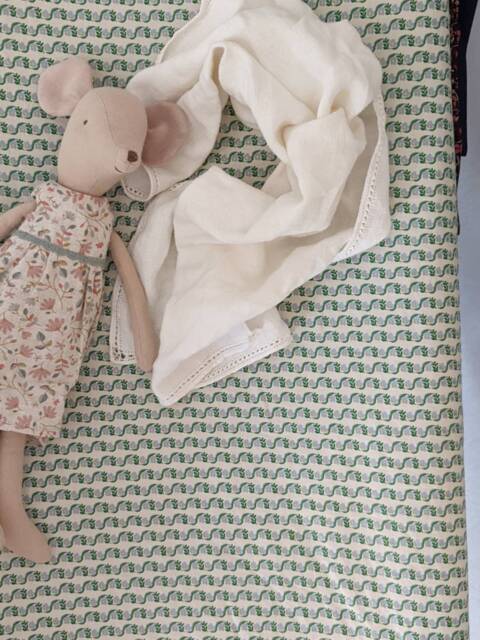 Blue Green Floral Crib Sheet - Rifle Paper Co. Baby Bedding Nursery Decor Fitted Mini Changing Pad Cover - image 1