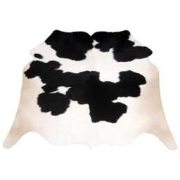 Authentic Black & White Cowhide Rug - Medium Natural Leather Skin For Elegant Interiors - thumbnail 1