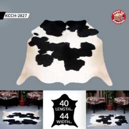 Authentic Black & White Cowhide Rug - Medium Natural Leather Skin For Elegant Interiors - thumbnail 2