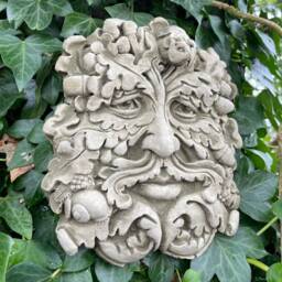 Set 4x Four Seasons Green Man Stone Hanging Plaque - Ivy Outdoor Garden Ornament Gift - thumbnail 2