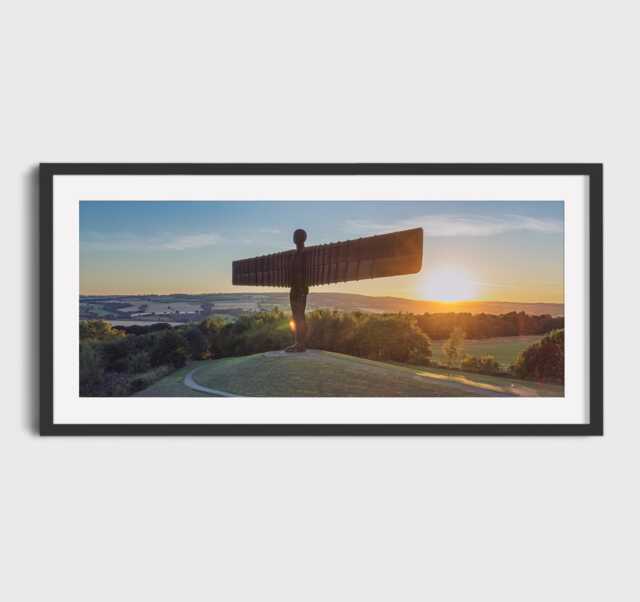 Angel Of The North Print Panoramic Photography, Black Wood Frame - image 1