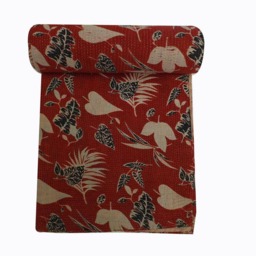 Vintage Kantha Stitched Blanket Twin Size Handmade Cotton Quilt - thumbnail 2
