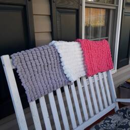 White, Grey, Or Pink Mini Pom Baby Blanket - thumbnail 2
