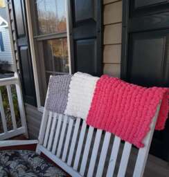 White, Grey, Or Pink Mini Pom Baby Blanket - thumbnail 1