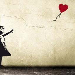 Banksy Balloon Girl Wall Decal With Flying Heart, Street Art Sticker, Graffiti Stencil Style, Urban Home & Office Decor - thumbnail 3