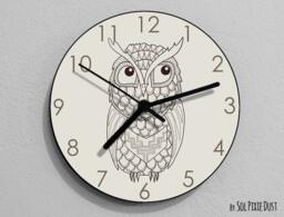 Owl Hand Drawing 4 Wall Clock - Kids Nursery Room, Teens Baby Room - thumbnail 1