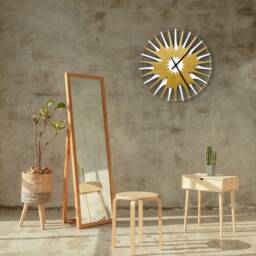 Modern White & Gold Wall Clock Oversized Sparkling Golden Decor - thumbnail 3