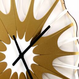 Modern White & Gold Wall Clock Oversized Sparkling Golden Decor - thumbnail 1
