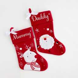 Personalized Plush Santa Christmas Stocking Tartan Design - thumbnail 4