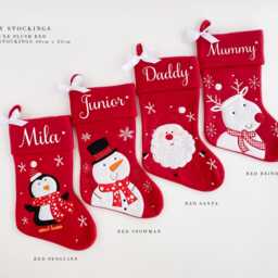 Personalized Plush Santa Christmas Stocking Tartan Design - thumbnail 3