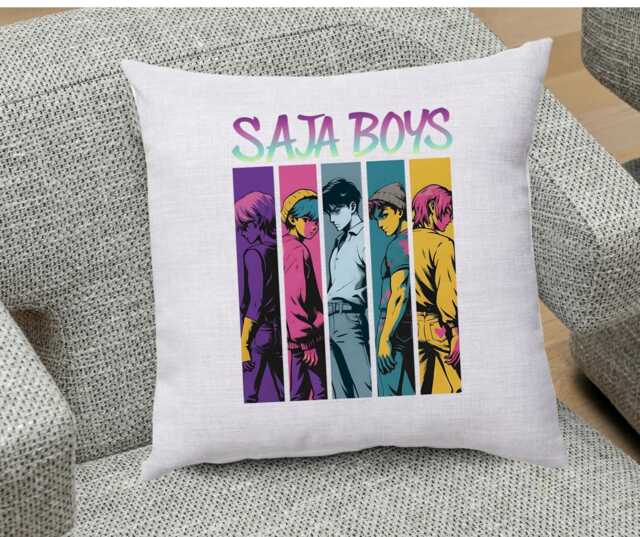 Saja Boys Demon Hunter Cushion Cover - Comfy Faux Linen, Bold Anime Print Accent - image 1