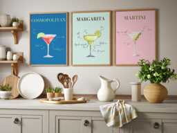 Cocktail Wall Art Margarita, Martini, Cosmopolitan - Bar Decor - thumbnail 1