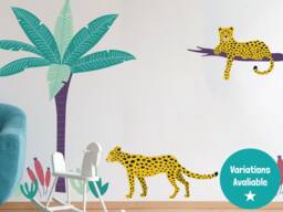 Bright Cheetahs Wall Sticker Pack, Jungle Stickers, Safari Room Decor, Cheetah Decor