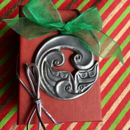 Pewter Whale Tail Christmas Ornament Alaskan Native Style - thumbnail 4