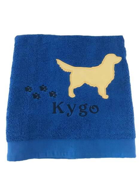 Embroidered Golden Retriever Dog Bath Towel, Personalized Gift - image 1