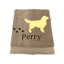 Embroidered Golden Retriever Dog Bath Towel, Personalized Gift - thumbnail 3