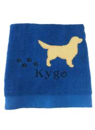 Embroidered Golden Retriever Dog Bath Towel, Personalized Gift