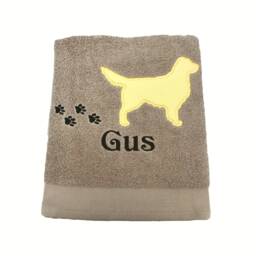 Embroidered Golden Retriever Dog Bath Towel, Personalized Gift - thumbnail 2