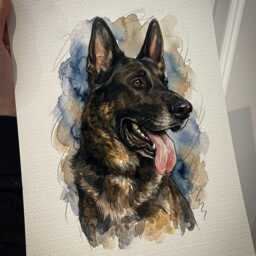 Custom Pet Portrait From Photo - Dog Or Cat Watercolor Painting Personalised Art Gift - thumbnail 2