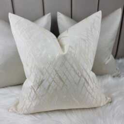 Glamorous Ivory Cream Gold Cushion Cover, Criss Cross Design - Elegant Home Decor Throw Pillow Cover Satin Accent - thumbnail 3