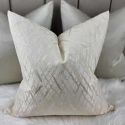 Glamorous Ivory Cream Gold Cushion Cover, Criss Cross Design - Elegant Home Decor Throw Pillow Cover Satin Accent - thumbnail 1