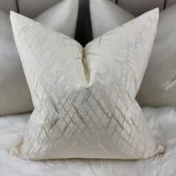 Glamorous Ivory Cream Gold Cushion Cover, Criss Cross Design - Elegant Home Decor Throw Pillow Cover Satin Accent - thumbnail 2