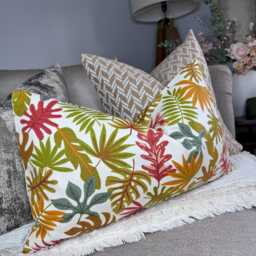 "Decorative Fall Leaf Design Cushion Cover, Orange Pillow Sofa Or Chair Accent Cover , Lumbar Size 12""x 20"
