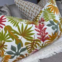 "Decorative Fall Leaf Design Cushion Cover, Orange Pillow Sofa Or Chair Accent Cover , Lumbar Size 12""x 20" - thumbnail 3