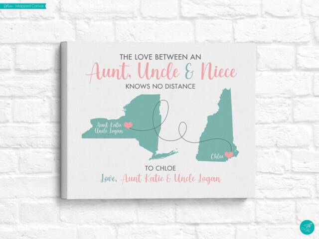 Personalized Niece Map Art Print Aunt & Uncle Gift - image 1
