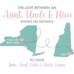 Personalized Niece Map Art Print Aunt & Uncle Gift - thumbnail 4