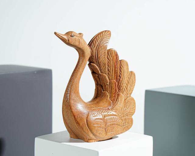 Beautiful Swan Art, Bird Statue, Unique Miniature, Handmade Decor, Animal Figurine, Kitchen Sculpture, Grandfather Gift - image 1