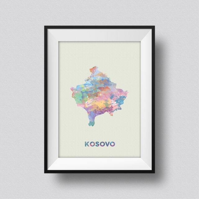 Kosovo Watercolor Map Art Print Ink Splash Poster Canvas