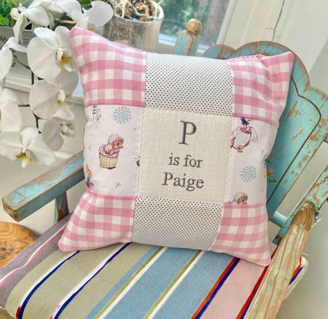 Peter Rabbit?? Alphabet Cushion Gingham - Personalised Baby Gift Personalized Pillow Beatrix Potter Nursery 1st Birthday - image 1