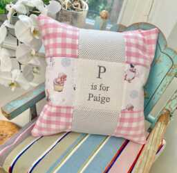 Peter Rabbit?? Alphabet Cushion Gingham - Personalised Baby Gift Personalized Pillow Beatrix Potter Nursery 1st Birthday - thumbnail 1