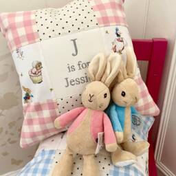 Peter Rabbit?? Alphabet Cushion Gingham - Personalised Baby Gift Personalized Pillow Beatrix Potter Nursery 1st Birthday - thumbnail 3