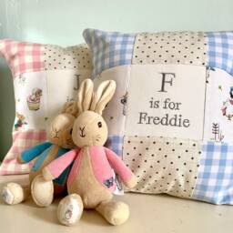 Peter Rabbit?? Alphabet Cushion Gingham - Personalised Baby Gift Personalized Pillow Beatrix Potter Nursery 1st Birthday - thumbnail 4