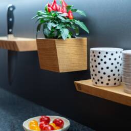 Magnetic Wooden Planter Oblique - Magnetic Flower Pot For Wall Mounted Herbs & Plants - thumbnail 3