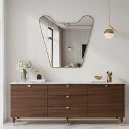 Curved Shield Bathroom Mirror - Asymmetrical Modern Vanity - thumbnail 3