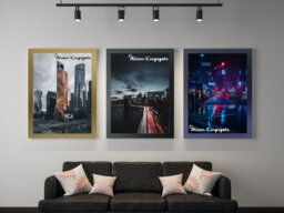 A1 A2 A3 A4 A5 Picture Frames, Long Narrow Wall Maximalist Decor Photo Frame Art, Modern Thin Black White Oak Walnut Poster - thumbnail 1