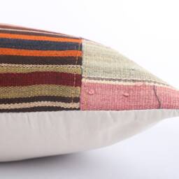Handmade Kilim Pillow Cover Vintage Turkish Wool Floral Cushion - 20x20 - thumbnail 4
