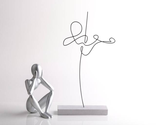 Handmade Wire Violinist Sculpture Abstract Tabletop Decor - image 1