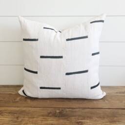 Authentic African Mud Cloth Pillow Cover - Hand-Sewn Cotton - thumbnail 1