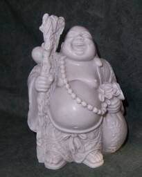 Buddha. Chinese Style. Travelling. White Marble, Good Fortune, Wellbeing, Sumo, Zen, Handmade, Collectable, Happy Fat Belly Buddha - thumbnail 2