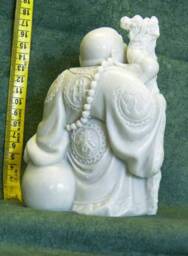 Buddha. Chinese Style. Travelling. White Marble, Good Fortune, Wellbeing, Sumo, Zen, Handmade, Collectable, Happy Fat Belly Buddha - thumbnail 3
