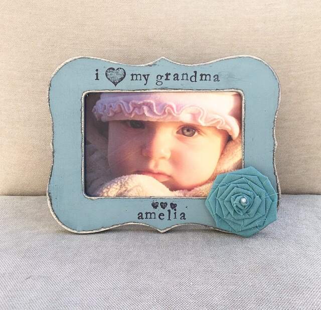 Personalized Grandma Picture Frame Hand-Painted Distressed Wood - image 1