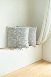 Organic Linen Cushion Cover Cream Floral Woven Pillow Slip