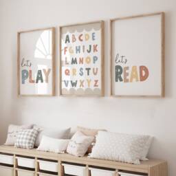 Lets Read, Let's Play, Neutral Kids Prints, Boys Bedroom, Unisex Decor, Playroom Prints, Playroom Decor, Girls, Abc, Toddler Room, Kids Wall Art - thumbnail 2