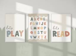 Lets Read, Let's Play, Neutral Kids Prints, Boys Bedroom, Unisex Decor, Playroom Prints, Playroom Decor, Girls, Abc, Toddler Room, Kids Wall Art - thumbnail 1